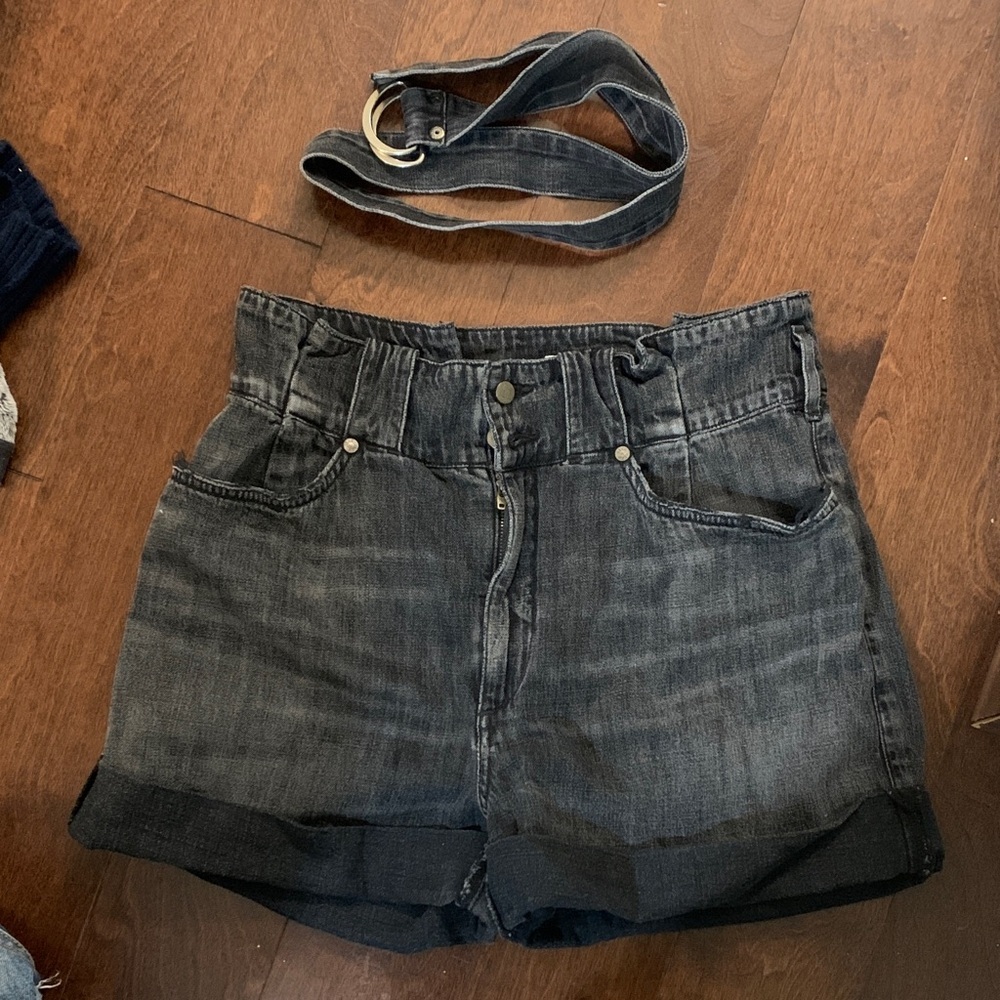 High Waist Black Denim Women's Shorts